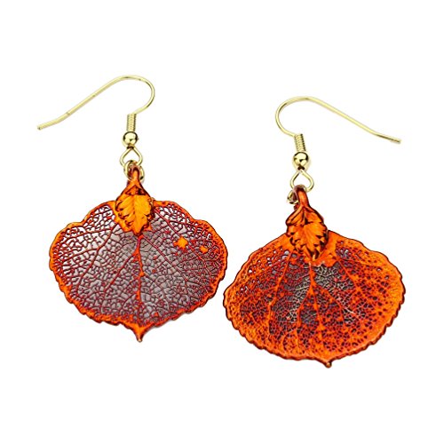 Irridescent Copper Plated Aspen Leaf Earrings