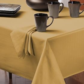 Benson Mills Romance Herringbone Fabric Tablecloth, Butter, 60-Inch-by-120-InchRomance Herringbone Tablecloth