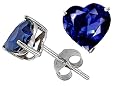 3.00 cttw 14K White Gold Plated 925 Sterling Silver Heart Created Sapphire Earring Studs