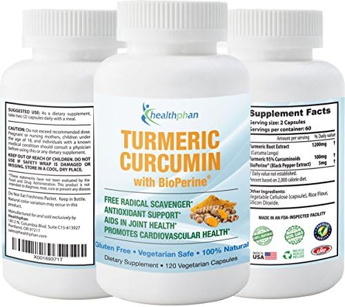Turmeric Curcumin 1200mg with Bioperine - 120 count - Natural Anti-Inflamatory Joint Pain Relief - Rich in Anti-Oxidants - Immune Booster - Black Pepper for High Absorption - Made in USA