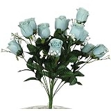17" Elegant Silk Roses Wedding Bouquet - Teal Blue #23