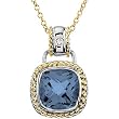 14K White Gold London Blue Topaz and Diamond Necklace