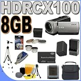 51NUm%2BRiNOL. SL160  Sony HDR CX100 AVCHD 8GB Flash Memory w/ 10x Optical Zoom HD Camcorder (Silver) BigVALUEInc Accessory Saver 8GB FH100 Battery/Rapid Charger Filter Kit/Lenses Bundle