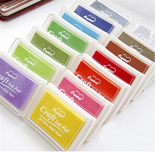 Lucky Beth 12 Colors Inkpad for Paper Craft Fabric Fingerprint Scrapbook Painting Wedding Kids Birthday Party Favors