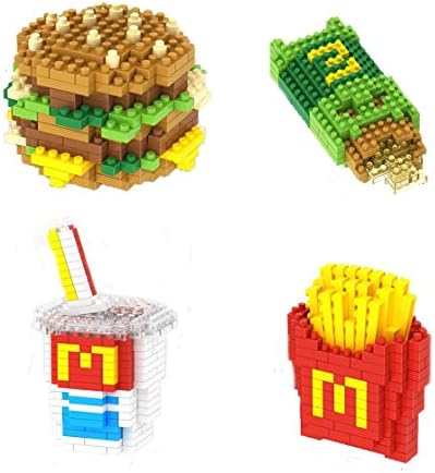 Otulet Fast Food Series Hamburger Ice Cream Apple Pie French Fries Nano Building Blocks Diamond Building DIY Set Parent-child Games Educational Toys - 4 Boxes a set (with Otulet FREE Brick Separator)