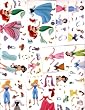 Disney Princess Paper doll Stickers Set of 12 vending