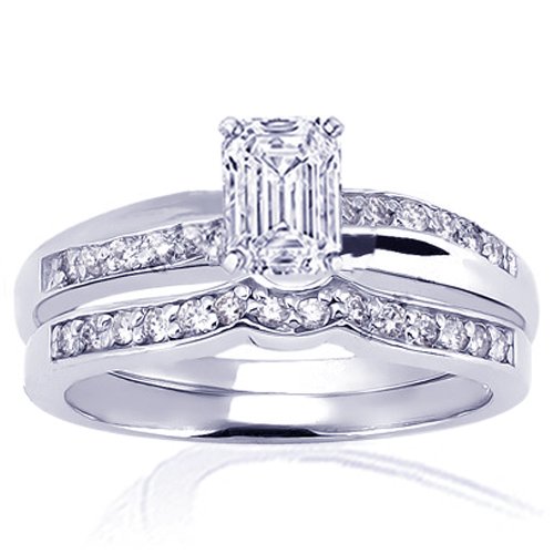 1.25 Ct Emerald Cut Diamond Engagement Wedding Rings VS2-G CUT: EXCELLENT GIA