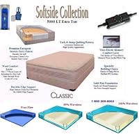Eastern King 5000Lt Softside Pillow Top Complete Waterbed with Mattress, Foundation, Frame, Heating System & Electric Pump