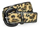 Ladies Patent Leather Leopard Print Animal Fur Fashion Belts
