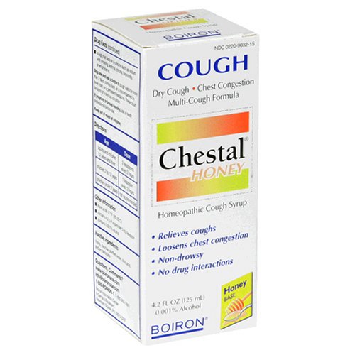 Boiron Homeopathic Medicine Chestal Homeopathic Cough Syrup, Honey, 4.2-Ounce Glass Bottles (Pack of 3)