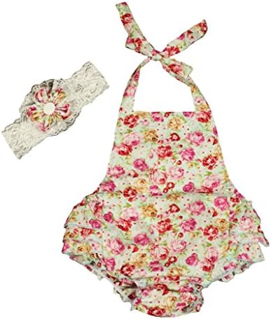 Cute Honey Baby Girls' Cotton Ruffles Romper Summer Dresse Headband Outfit