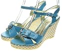 Couture Discount Peeptoes Sandalen mit Keilabsatz in Bast-Optik, Türkis (S92)
