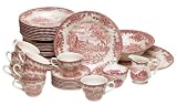 Churchill China Brook Pink 45-Piece Dinnerware Set, Service for 8