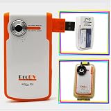 ProDV Cam Aqua-501-Orange 12MP Max 8x Digital Zoom Digital Camcorder with Flip USB arm (AA Rechargeable Set + waterproof case included)