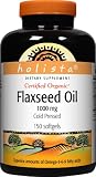 Holista Flaxseed Oil 1000mg Cold Pressed Certified Organic, 150-Count Bottle