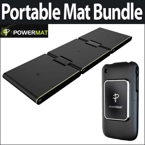 Powermat PMM-PT100 Portable Mat Black Bundle With Powermat PMRAIP1 Receiver Case for Iphone 3G 3GS