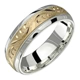 Delana - Stunning Two Tone Comfort Fit Wedding Band for Him & Her! Custom Made! Choose your Size.