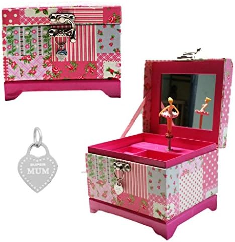 Perfect Mother Day Gift - Dancing Ballerina Music Box with Wordings "Super Mum" (Pink, for mum)