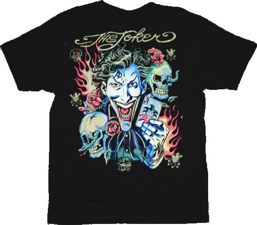Batman The Joker Tattoo Graphic Black Adult T-Shirt Tee