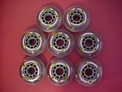 8-pk Rollerblade True In-line inline skate wheels 76mm/82A Clear