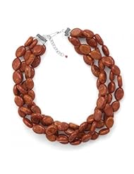 MMA Silver - 18 inch 4 Strand Red Oval Sponge Coral Bead Necklace