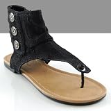 FOOT Women's Ankle Cuff Sandals Black Denim