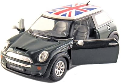 12 pcs in Box: 5" Mini Cooper S with British Flag 1:28 Scale (Black/Blue/Green/Red/Silver/Yellow)
