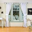 Indo White with golden trim Tab Top Sari Sheer Curtain (43 in. x 84 in.) with tieback