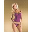 Seven 'til Midnight Molded-cup microfiber bustier With lace trim & thong L/XL Purple