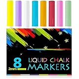 Atalanta&reg; Color Liquid Chalk Marker Pens-8 Packs Premium Quality Liquid Chalk Marker With 2mm Fine Tip ,Safe for Kids, Teachers ,Fall Designs, Stencil Use, Artist, Crafters, Writing and Drawing