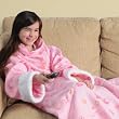 SNUGGIE FOR KIDS WITH FUR CUFFS, SLIPPER SOCKS AND DESIGNED WITH STARS AND CROWNS - PRINCESS PINK - NEW FOR 2010!