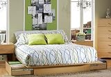 Natural Maple Finish Full/Queen Size Storage Platform Bed