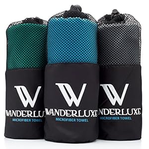 Wanderluxe Microfiber Travel Towel XL / Gym Towel Set | Super Absorbent and Fast Drying | Bath Towel (60