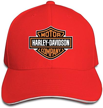 Harley-Davidson Logo Red Unisex Sandwich Snapback Cap Adjustable