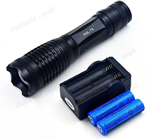 5 Mode LED Aluminum Flashlight 1200 Lumen CREE XML T6 Adjustable Torch with 2pcs 18650 battery and charger