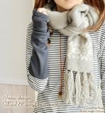 ウール混<strong>雪</strong>柄アクリルニットマフラー