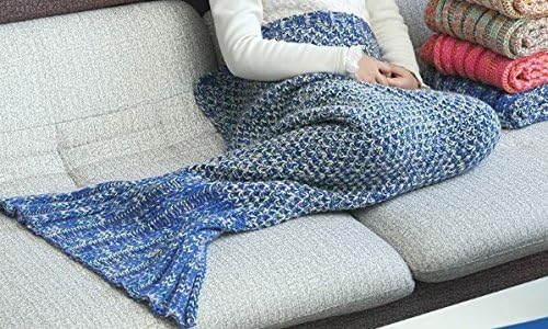 SleepyTail® Mermaid Blanket Tail For All Season, Soft Handmade For Adults , Kids, Baby Cute And Cozy. 100% MONEY BACK GUARANTEE! (Medium, Pacific Ocean)