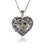 Sterling Silver Marcasite Lattice Heart Locket, 18"