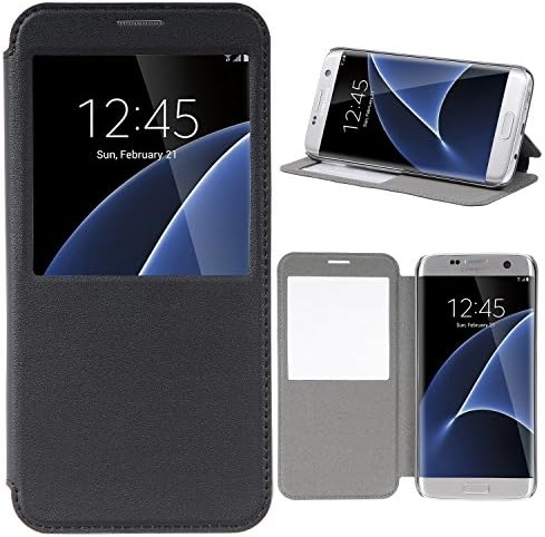 Galaxy S7 Edge Flip Case, Gulito [View Window] PU Leather Case Cover for Samsung Galaxy S7 Edge (black)