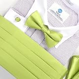 Lime Green Silk Pre-tied Bow Tie for Mens Bow Tie and Cummerbund Set with Present Gift Box Cm1001
