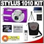 Olympus Stylus 1010 10.1MP Digital Camera with 7x Optical Zoom (Purple) + Olympus 2GB Card + Spare Li-50B Battery + Card Reader + Compact Padded Camera Case
