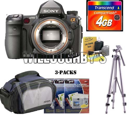 Sony Alpha A900 24.6MP Digital SLR Camera + Transcend 4GB Compact Flash + Willoughbys Starter Kit