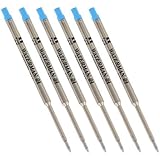 Waterman Standard Max Ballpoint Pen Refills, Blue Ink, Fine Point, 6/Pack