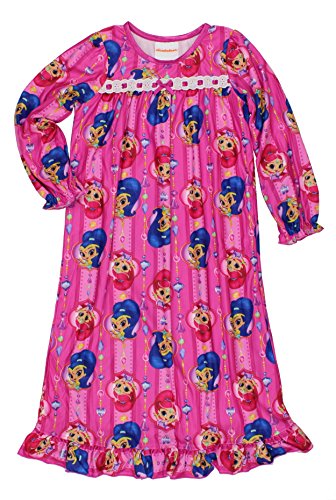 Shimmer and Shine Little Girls Flannel Granny Gown Nightgown Pajamas (6, Jewel Pink)