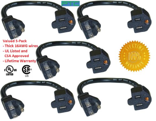 1-Foot Extension Power Cable, 5-Pack