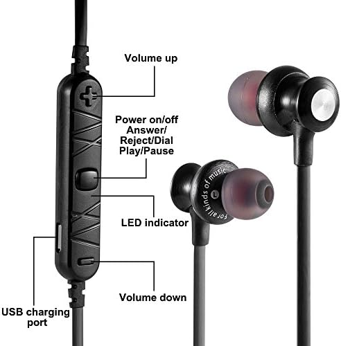 Magneto Wearable Bluetooth Headphones,Wireless Sweatproof Sports Stereo Headsets In-ear Noise-isolating Headphones/Earbuds/Earphones with Microphone (Black)