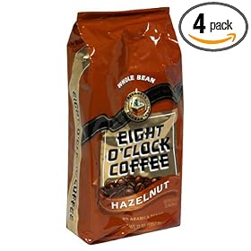 Eight O'Clock Coffee, Hazelnut Whole Bean, 12-Ounce Bags (Pack of 4)