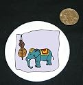 3" button / pin printed with pot, elephant, asia, decorative, pachyderm, hanging, thailand, animal, container