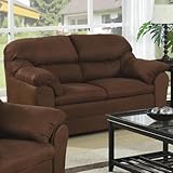 Loveseat with Pillow Padded Arms in Chocolate Microfiber