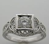 14k White Gold Antique Style Diamond Filigree Ring